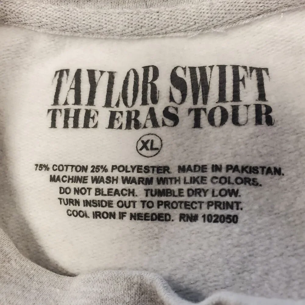 TAYLOR SWIFT Sweater Adult XL Gray THE ERAS TOUR Sweatshirt Music Concert Merch